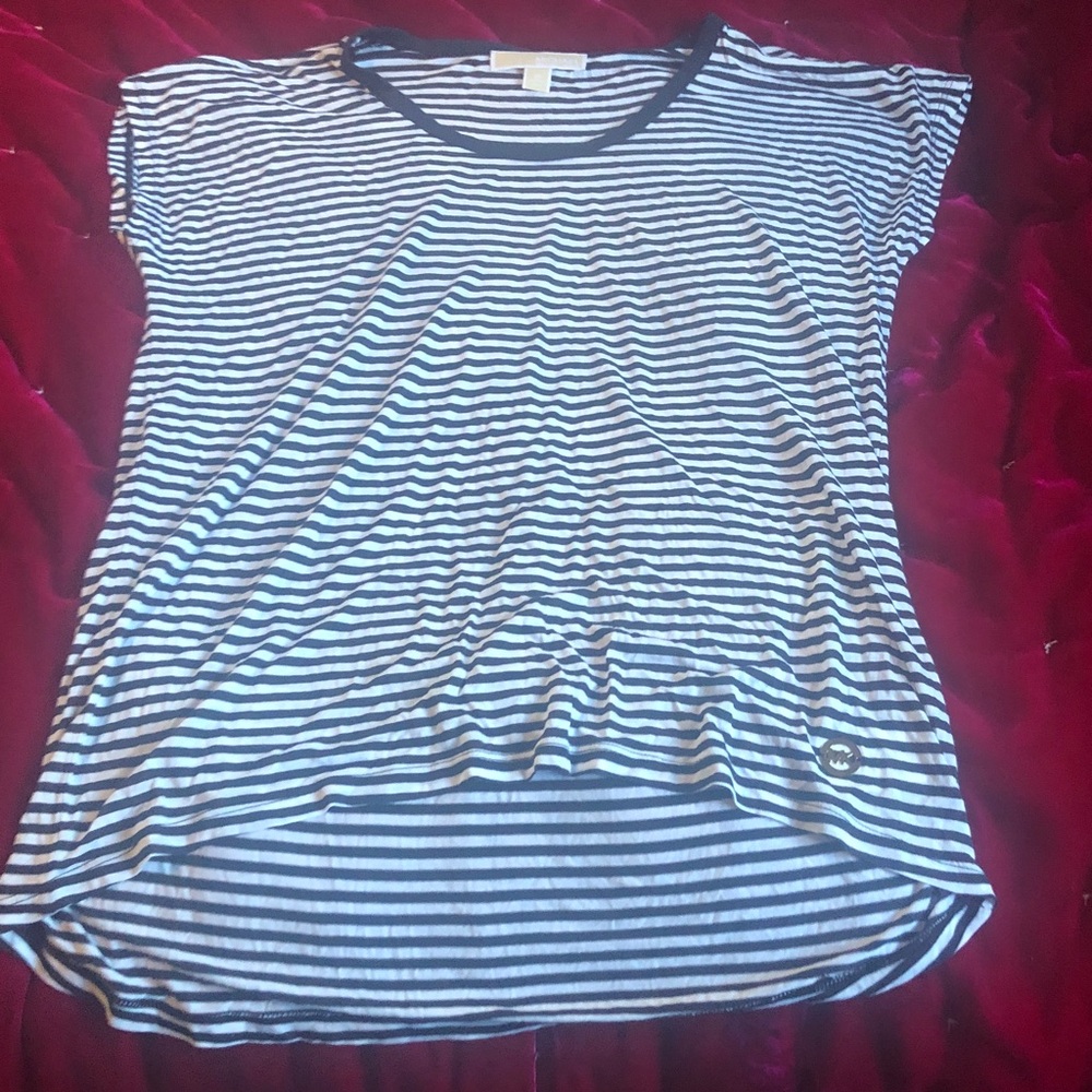 Michael Kors Navy and White Striped Tee